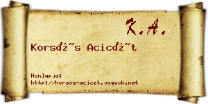 Korsós Acicét névjegykártya